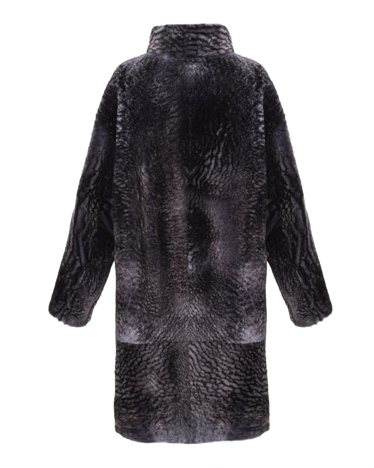 Navy Long Shearling Coat - Image 2