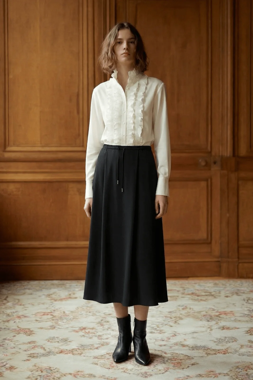 Noir Flow Midi Skirt - Image 2