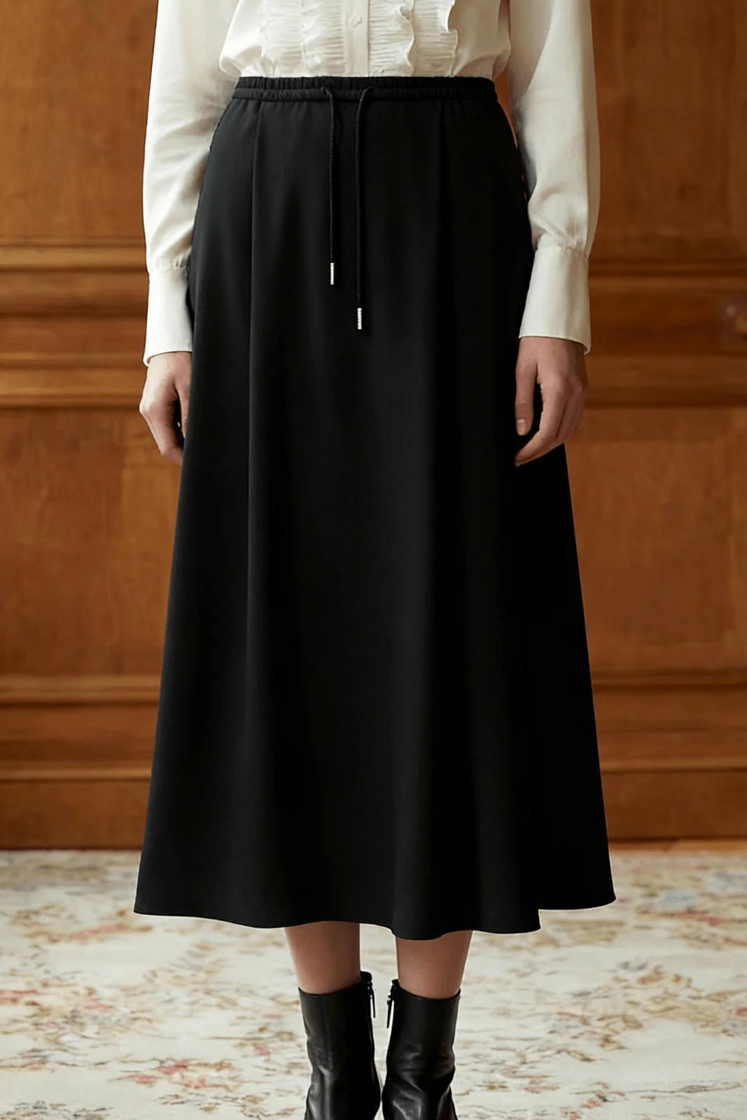 Noir Flow Midi Skirt - Image 3