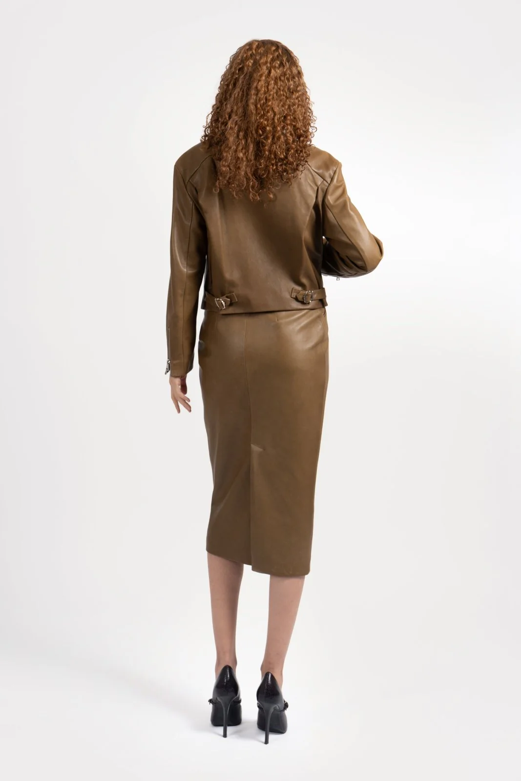 Oliva Structured Leather Skirt - Image 3