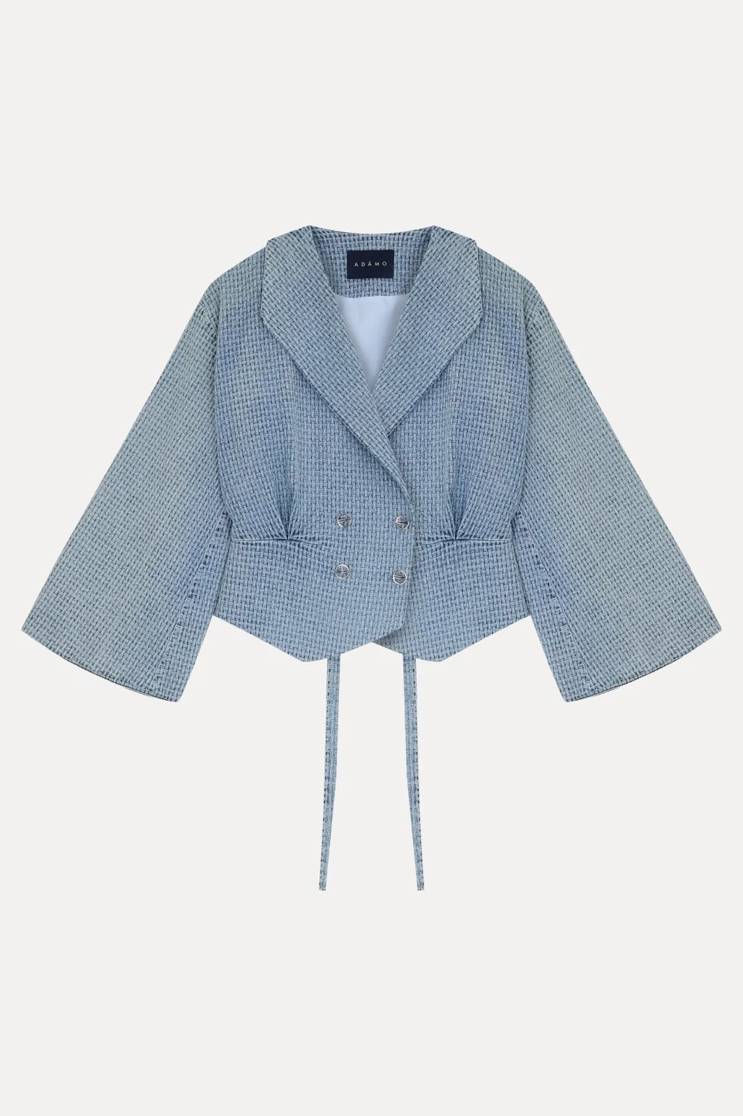 Powder Blue Textured Cropped Jacket