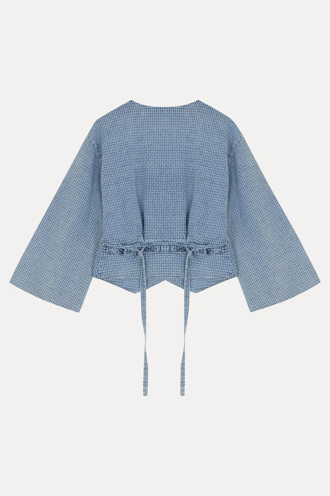 Powder Blue Textured Cropped Jacket - Image 3