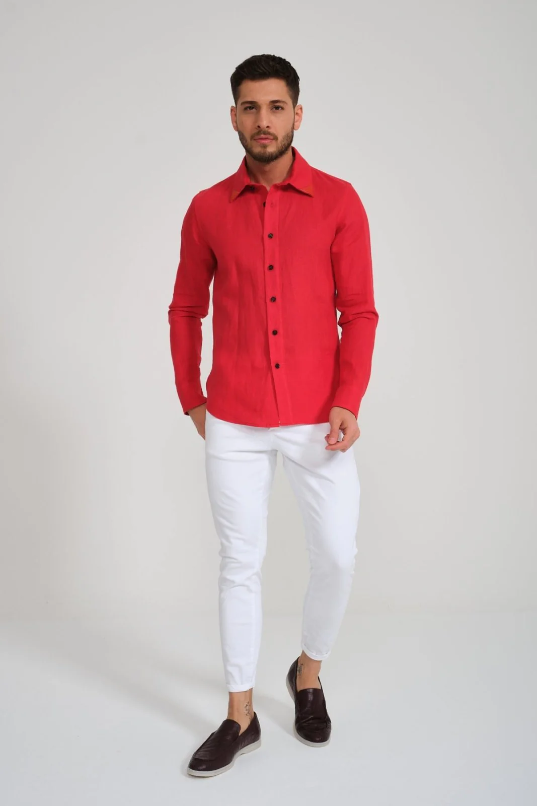 Red Linen Shirt - Image 3