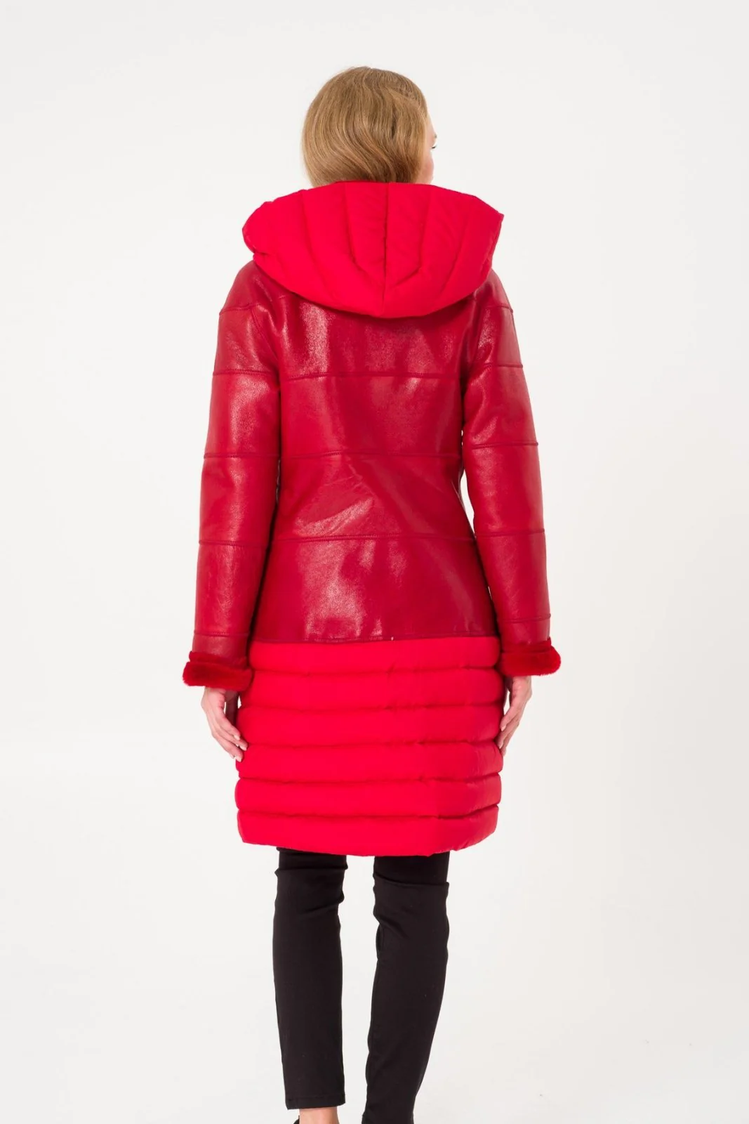 Red Long Leather Coat - Image 5