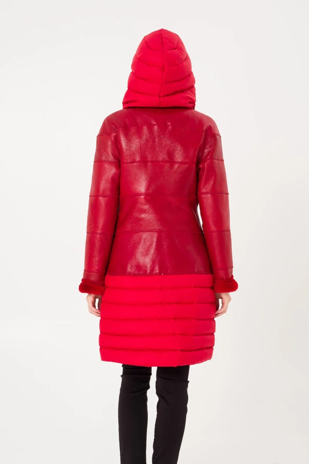 Red Long Leather Coat - Image 6