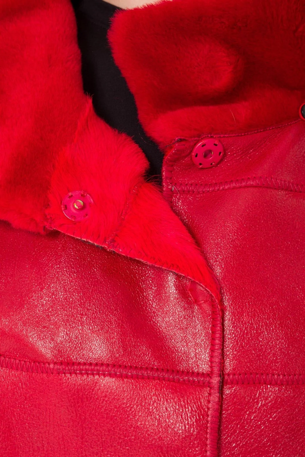 Red Long Leather Coat - Image 7
