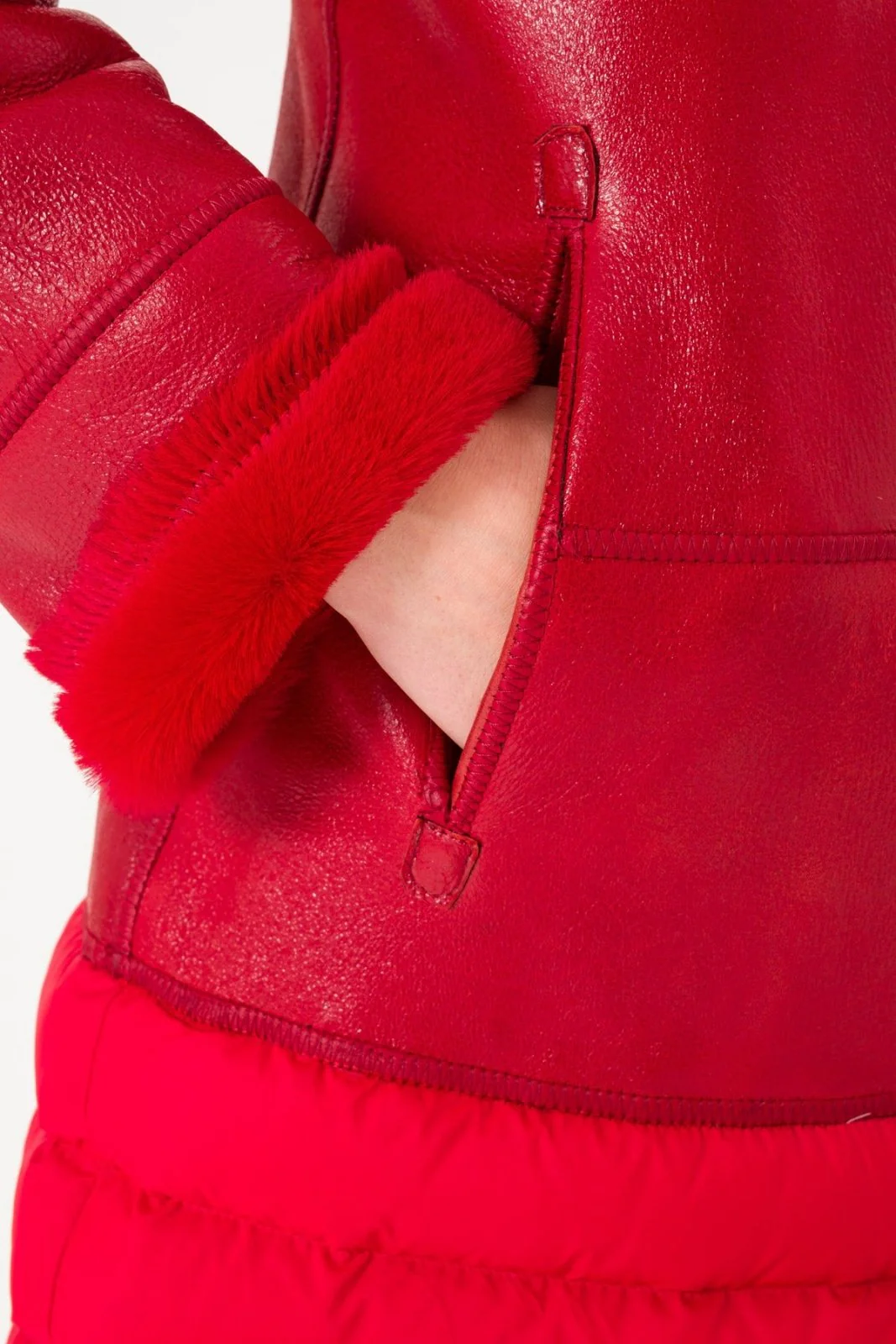Red Long Leather Coat - Image 8