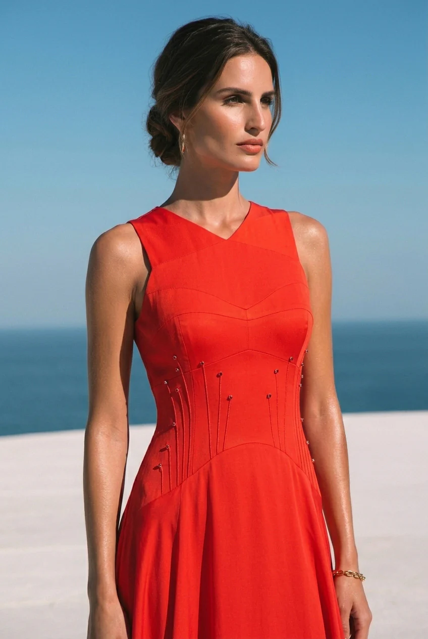 Rossera Sculpted Satin Dress - Image 3
