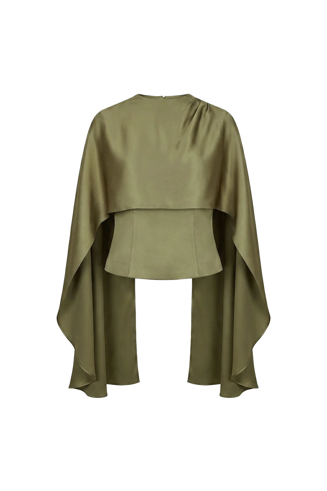 Selvaré Satin Draped Cape Blouse