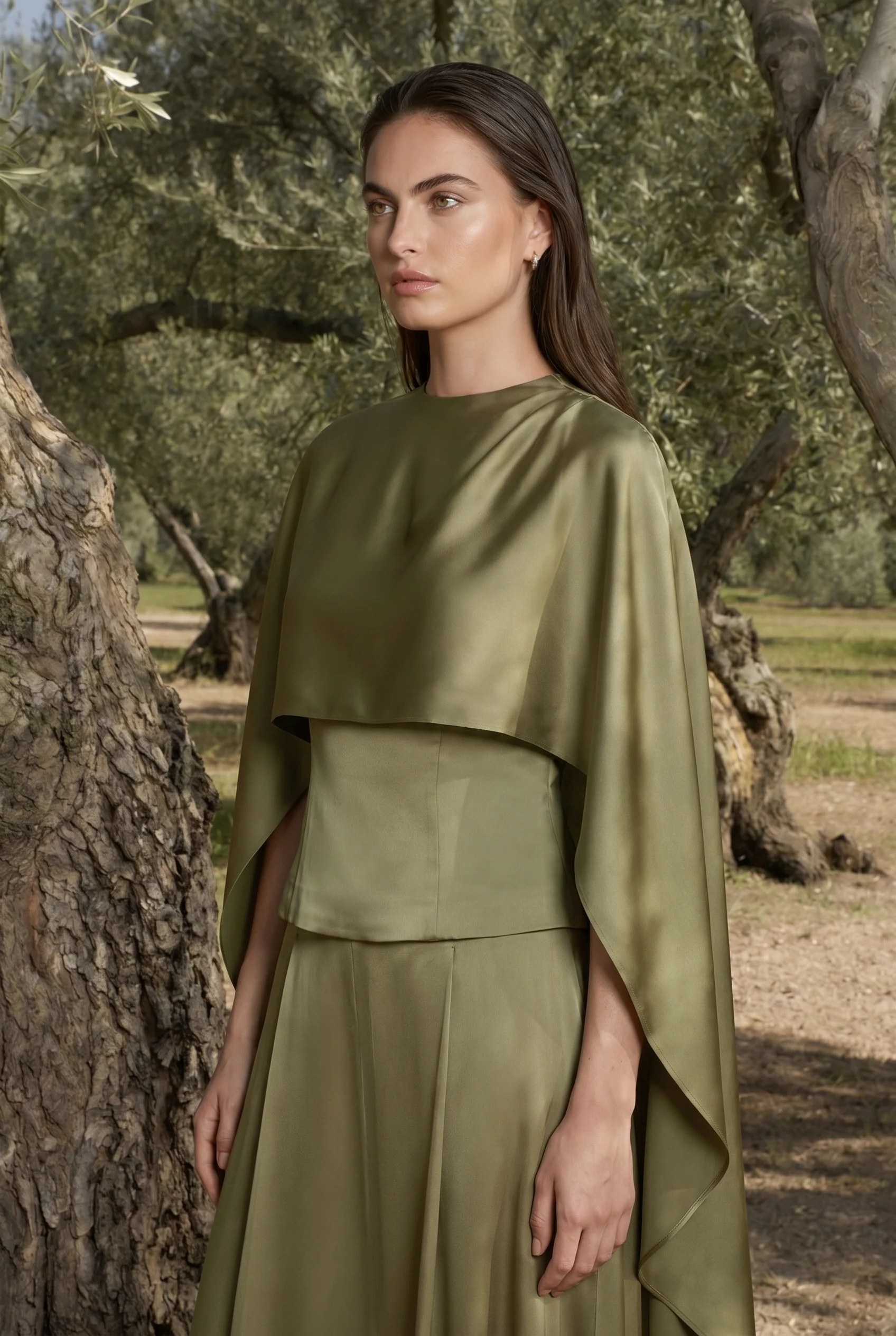 Selvaré Satin Draped Cape Blouse - Image 2