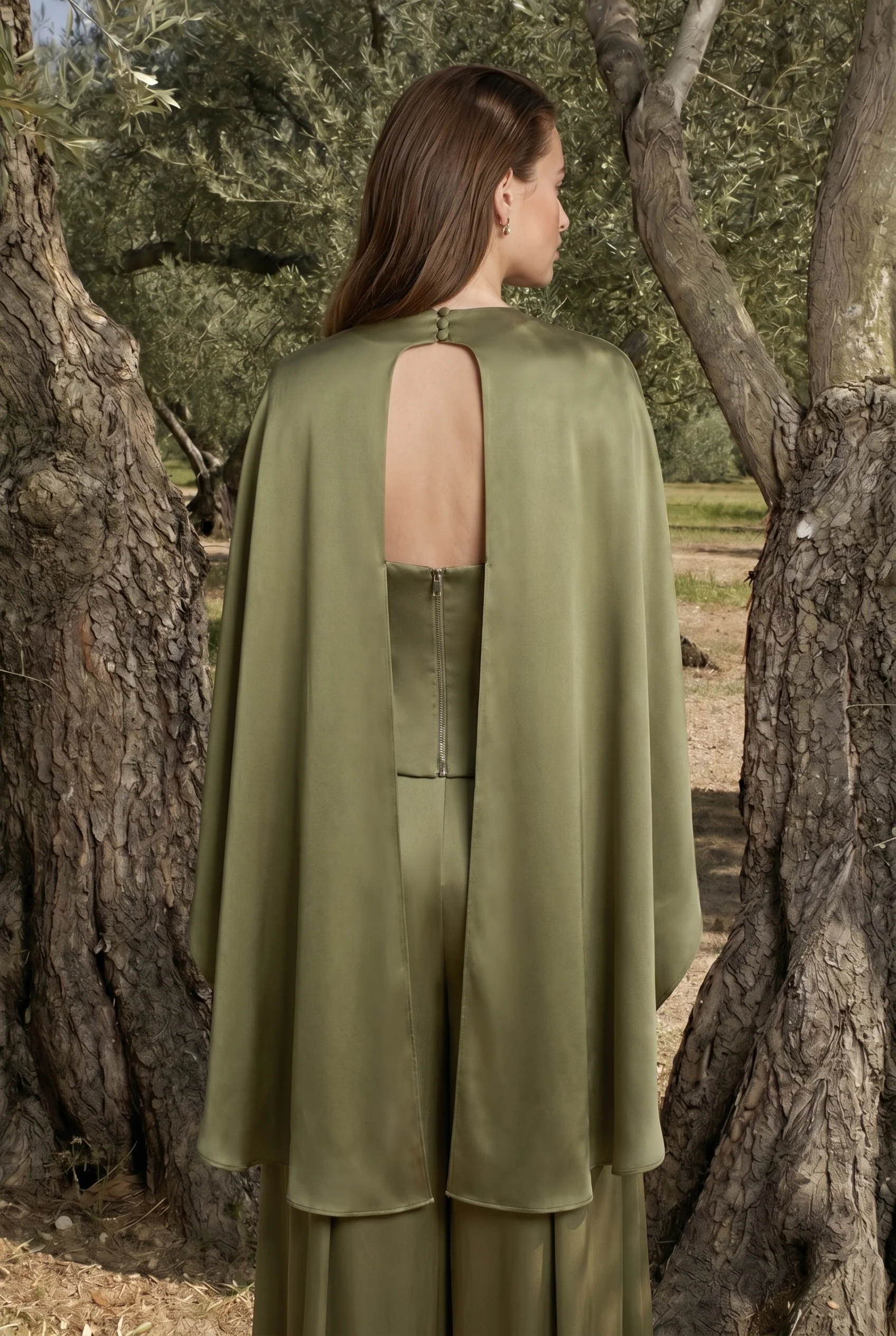 Selvaré Satin Draped Cape Blouse - Image 4