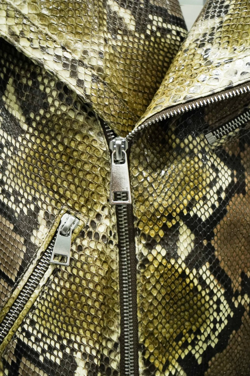 Verde Python Leather Biker Jacket - Image 4