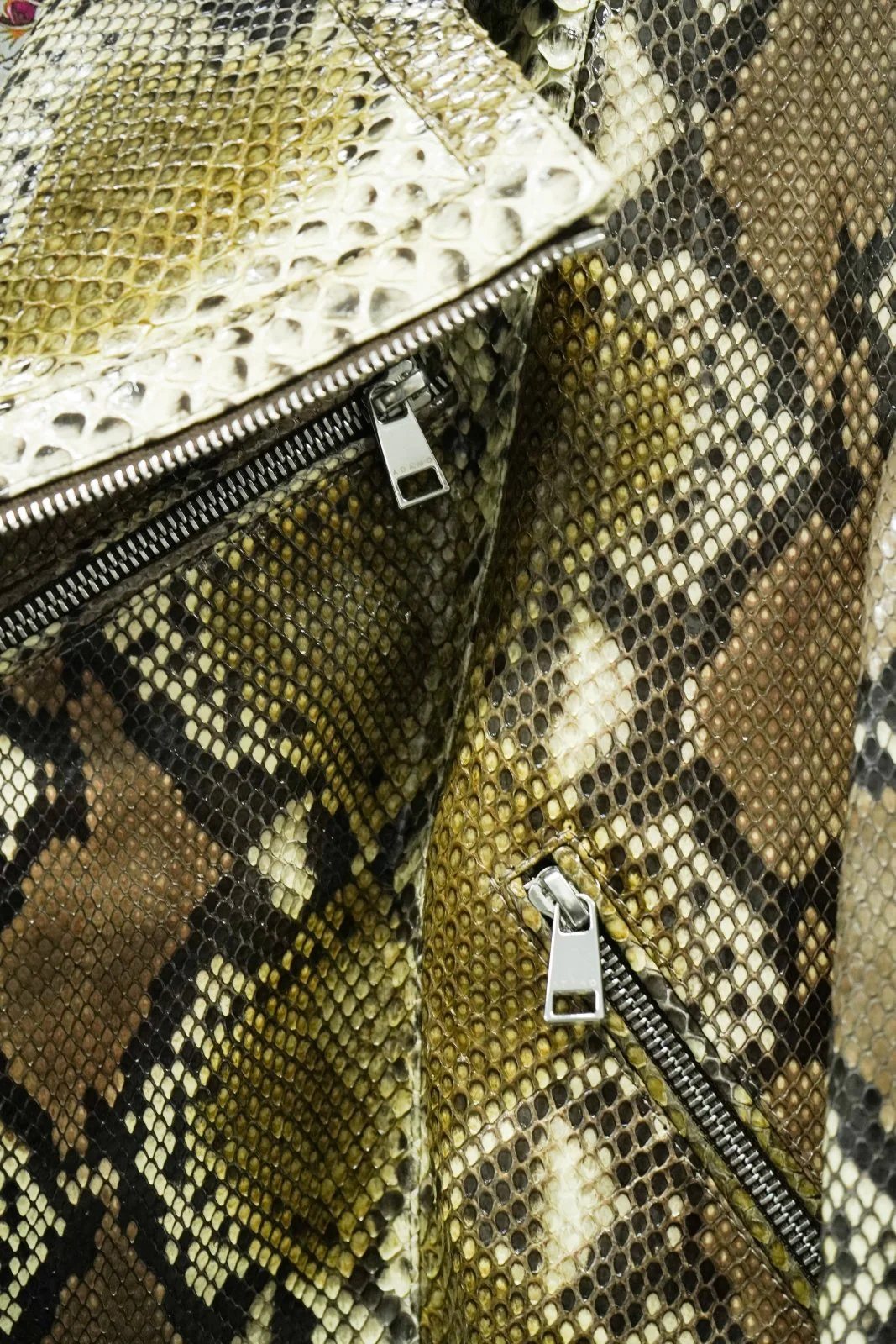 Verde Python Leather Biker Jacket - Image 5