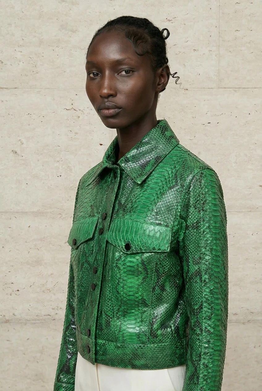 Serena Python Cropped Shirt Jacket - Image 4