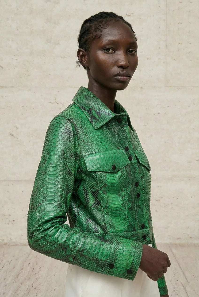 Serena Python Cropped Shirt Jacket - Image 5