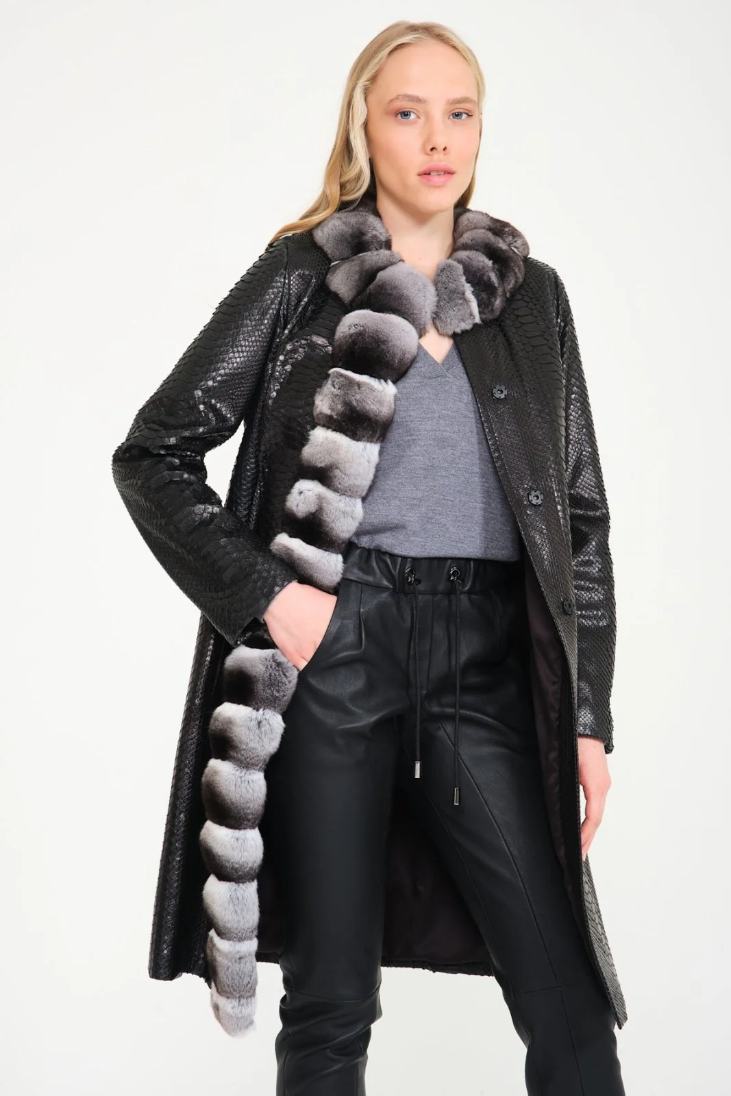 Serpentina Chinchilla Python Coat - Image 10