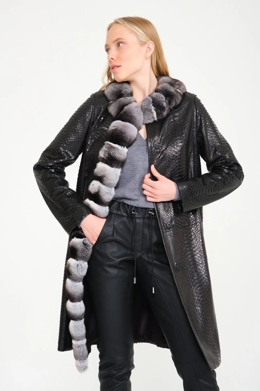 Serpentina Chinchilla Python Coat - Image 11