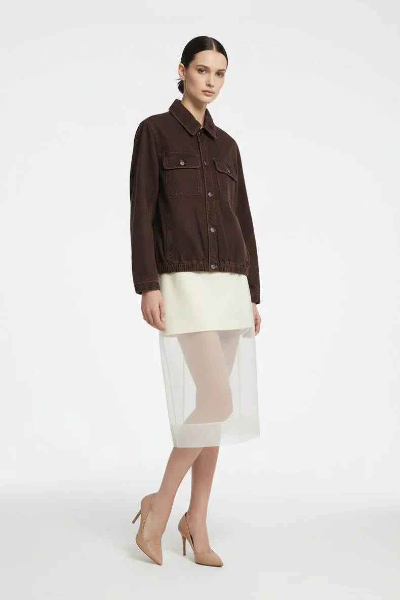 Sheer Contrast Midi Skirt - Image 2