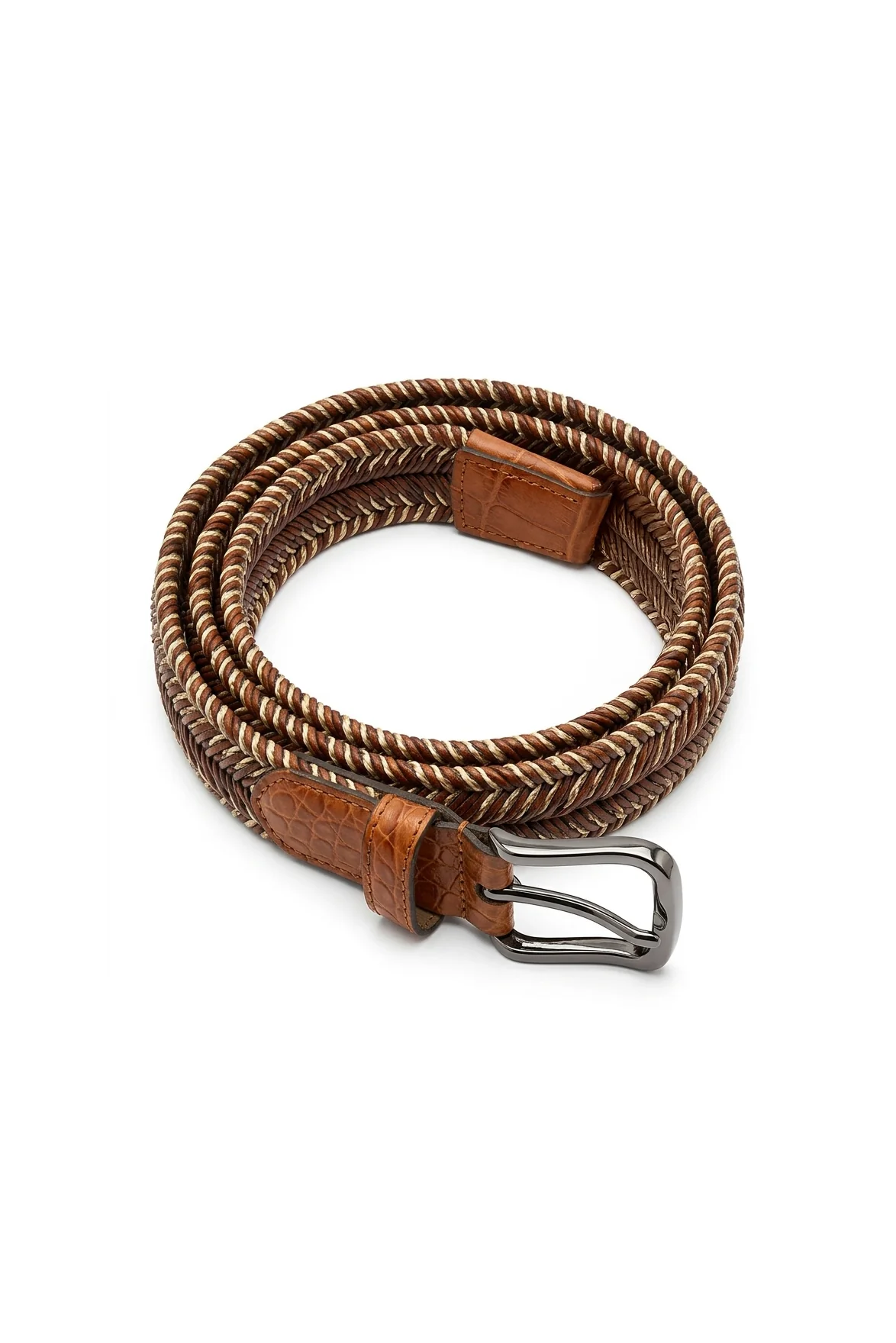 Sienna Crocodile Trim Braided Belt