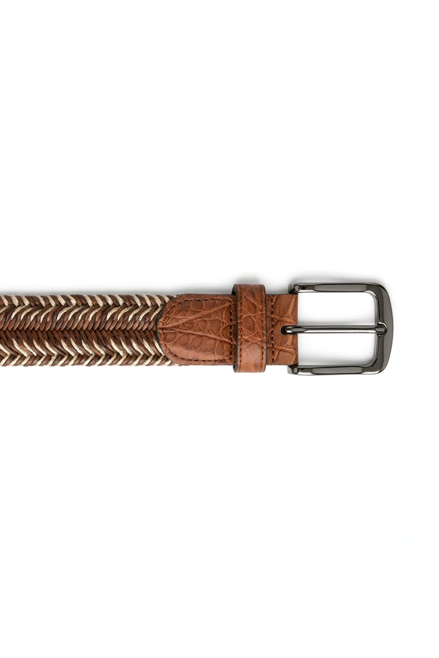 Sienna Crocodile Trim Braided Belt - Image 2