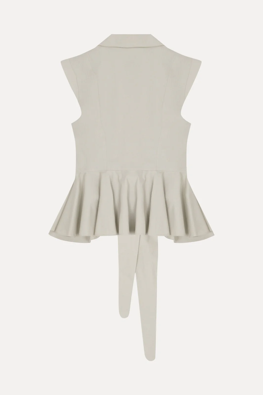 Soft Sand -Sculpted Peplum Cotton-Silk Blouse - Image 3