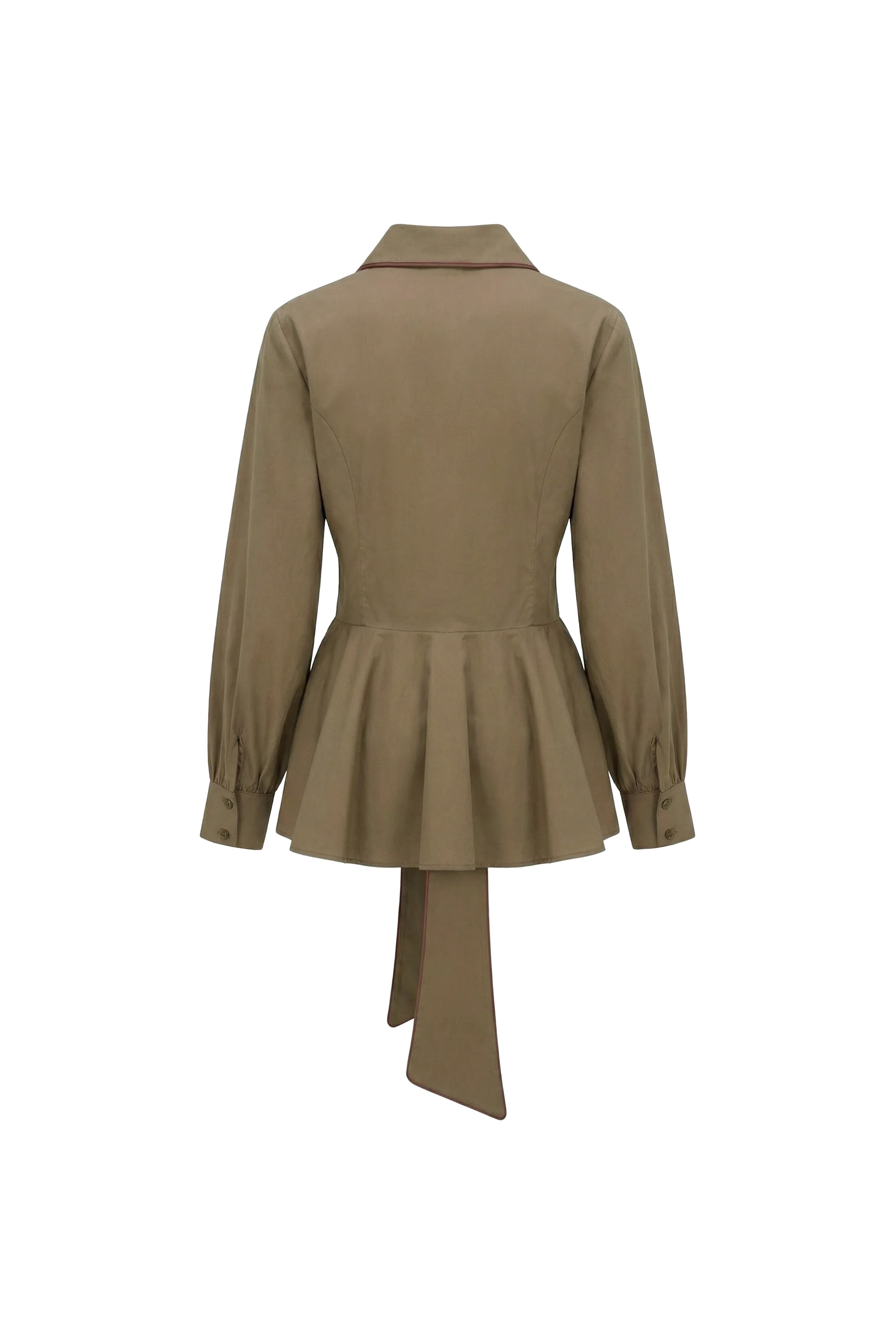 Tabacco Tailored Belted Cotton Blouse - Image 3