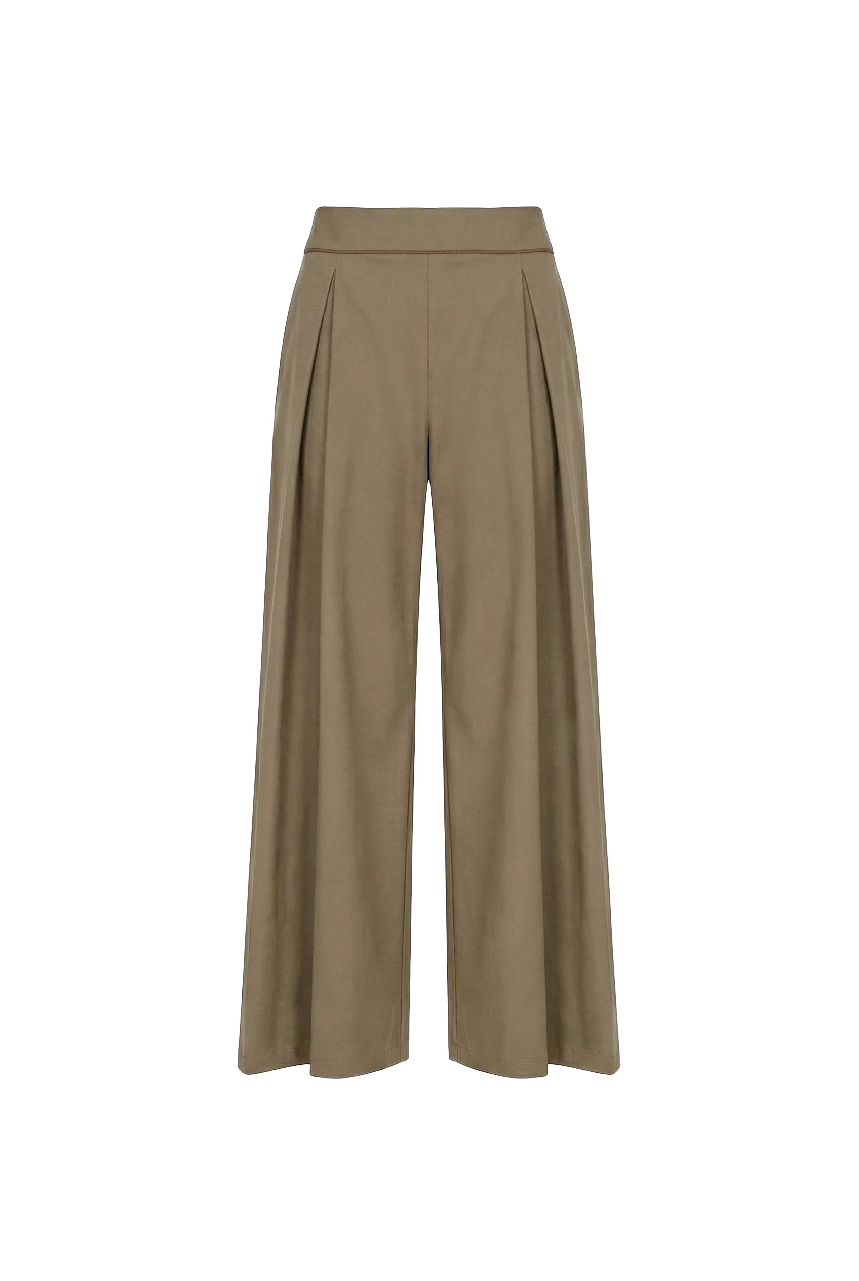 Tabacco Tailored Belted Cotton Trousers - Image 2