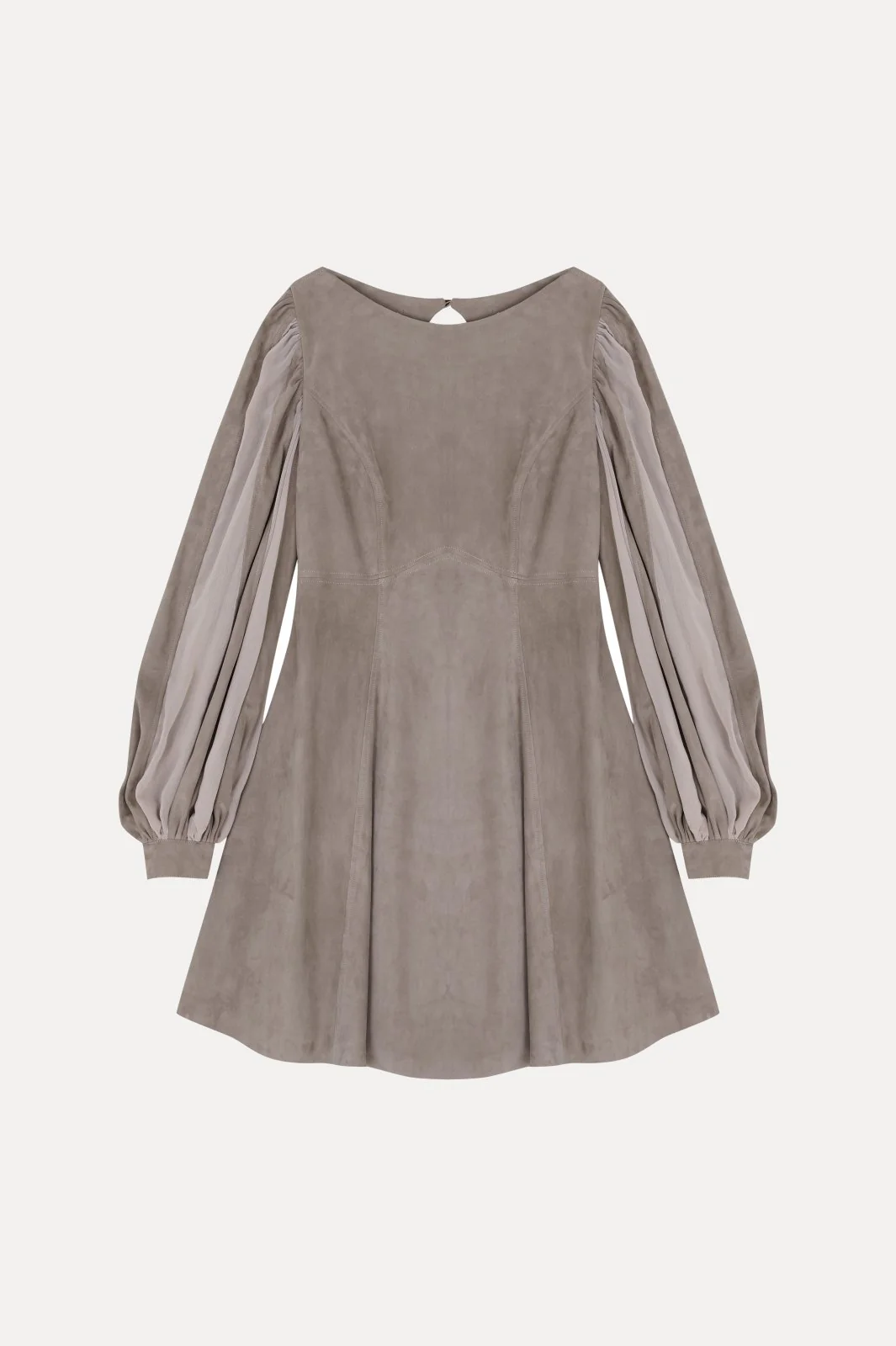 Taupe Suede & Chiffon Panel