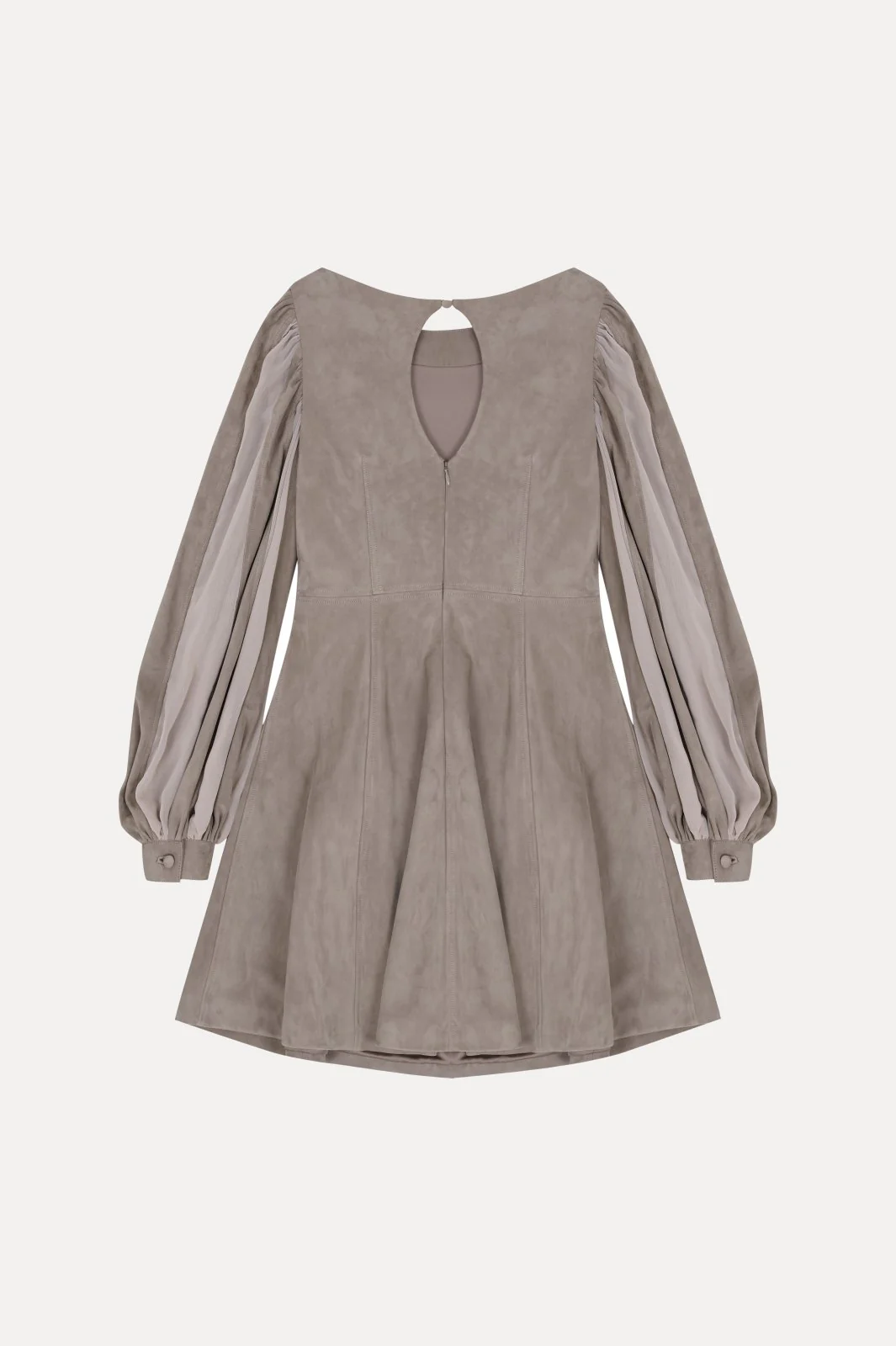 Taupe Suede & Chiffon Panel - Image 3