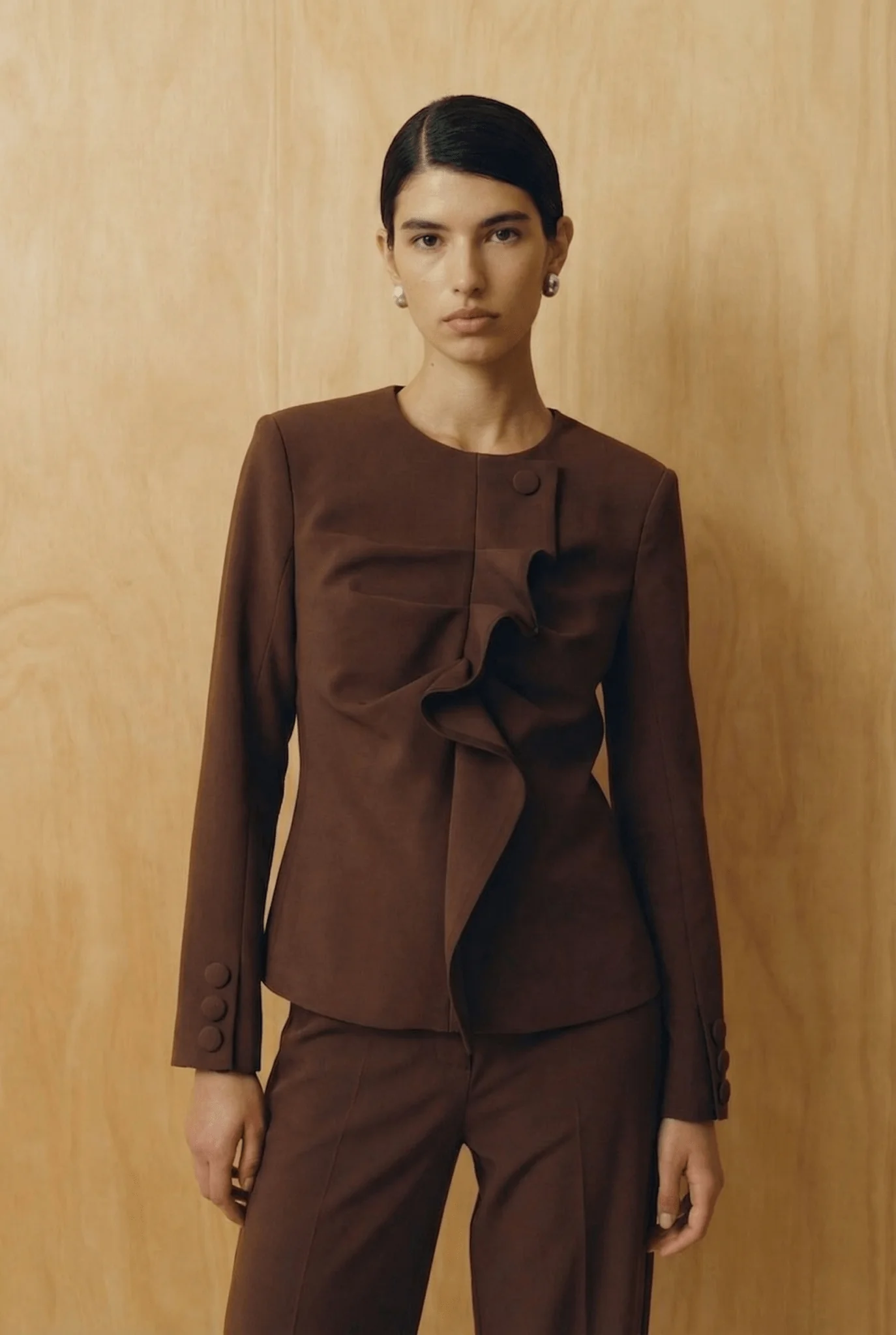 The Espresso Architectural Ruffle Top - Image 4