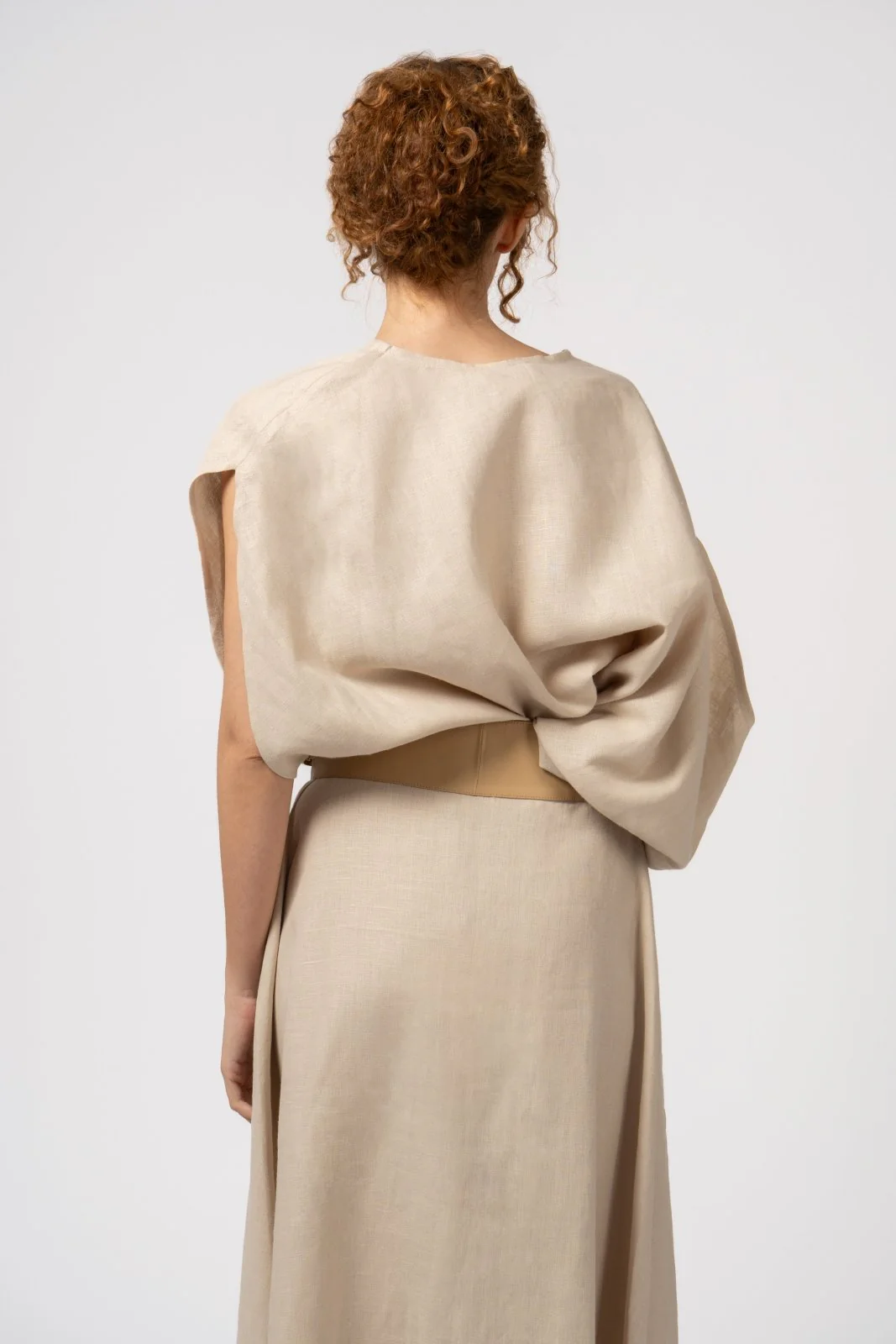 Umber Drape Linen Blouse - Image 11