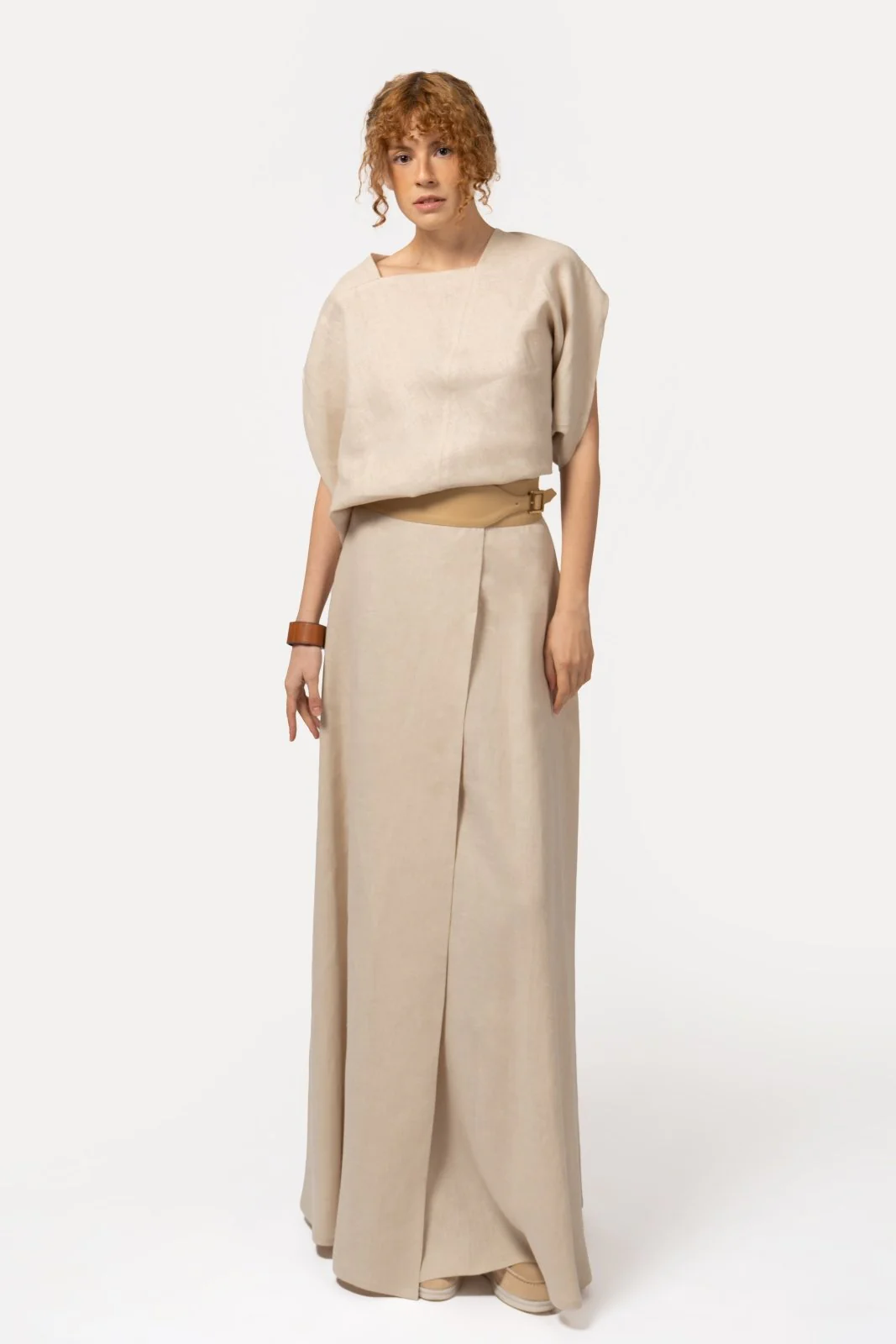 Umber Wrap Linen Skirt - Image 7
