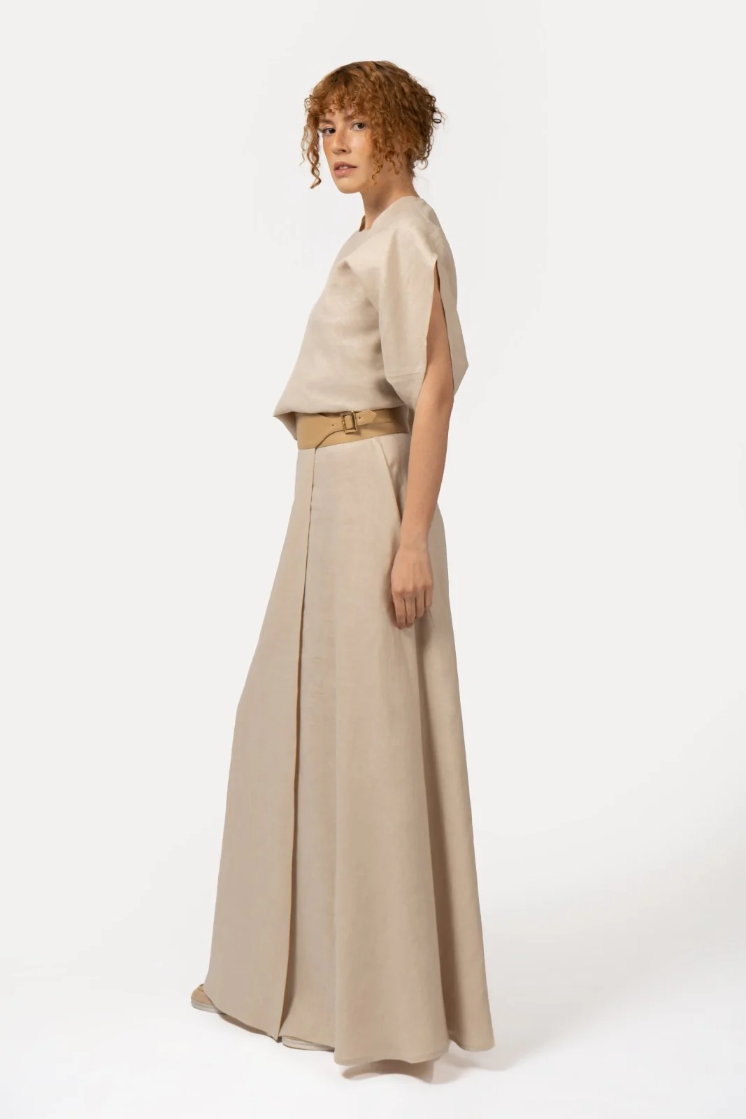 Umber Wrap Linen Skirt - Image 8