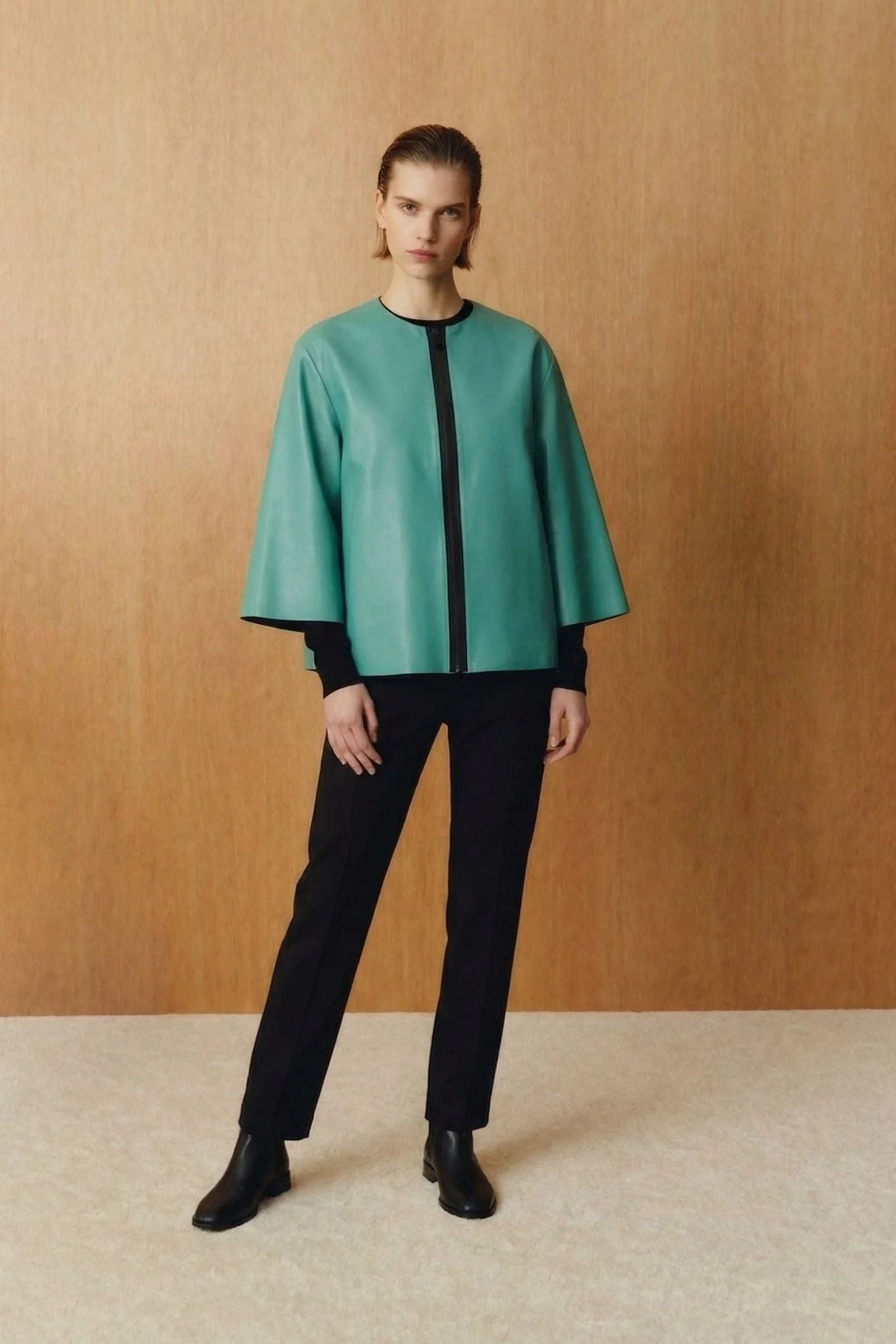 Water Green Leather Jacket